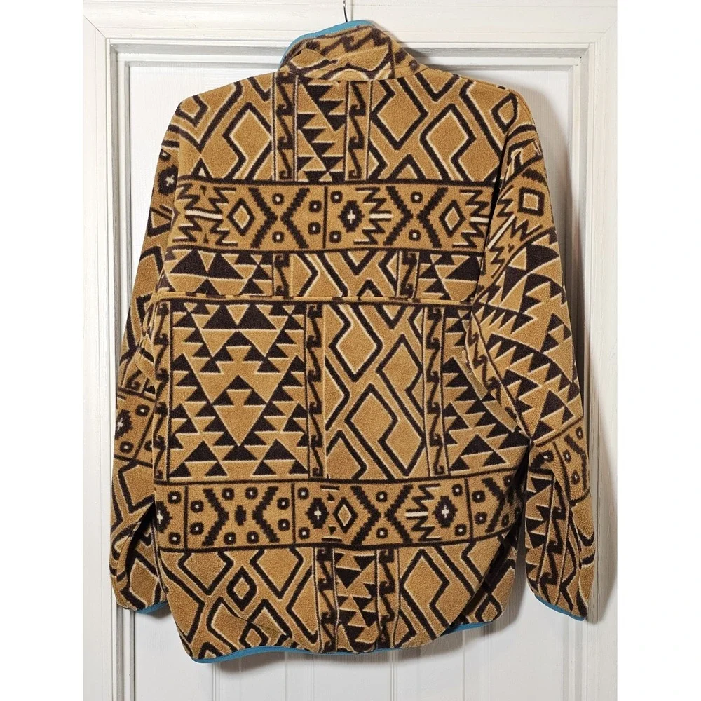 Patagonia Men Snap-T Synchilla Fleece Pullover Medium Montana Siete‎ Bear Brown